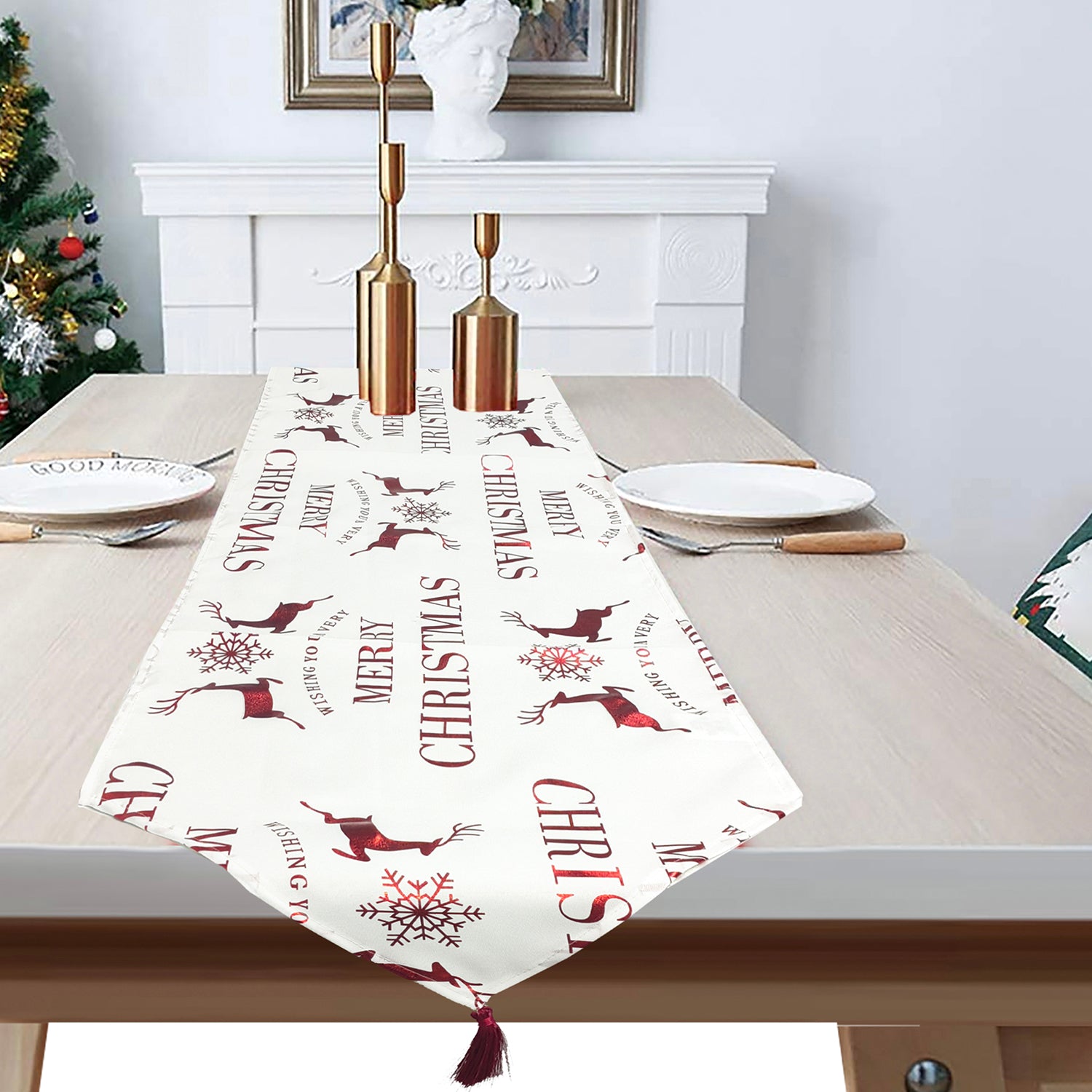 VESTIAMO CASA GRAN NATALE - Runner da tavola Bianco e Rosso 180x45 cm